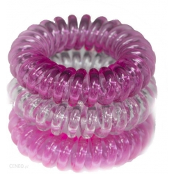 RONNEY S1 MET funny ring bubble - Profesjonalne gumki do włosów 3 sztuki 3,5 cm - ciemny róż, przezroczysty, neon róż
